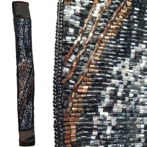 Vintage Beaded Silk Belt size 16 Heavily Formal Dressy Prom Wedding Glass? Beads